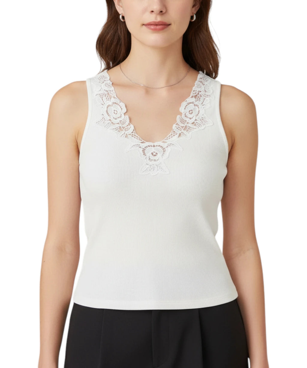 Canotta Donna Twinset a Costine con Pizzo e Macramè