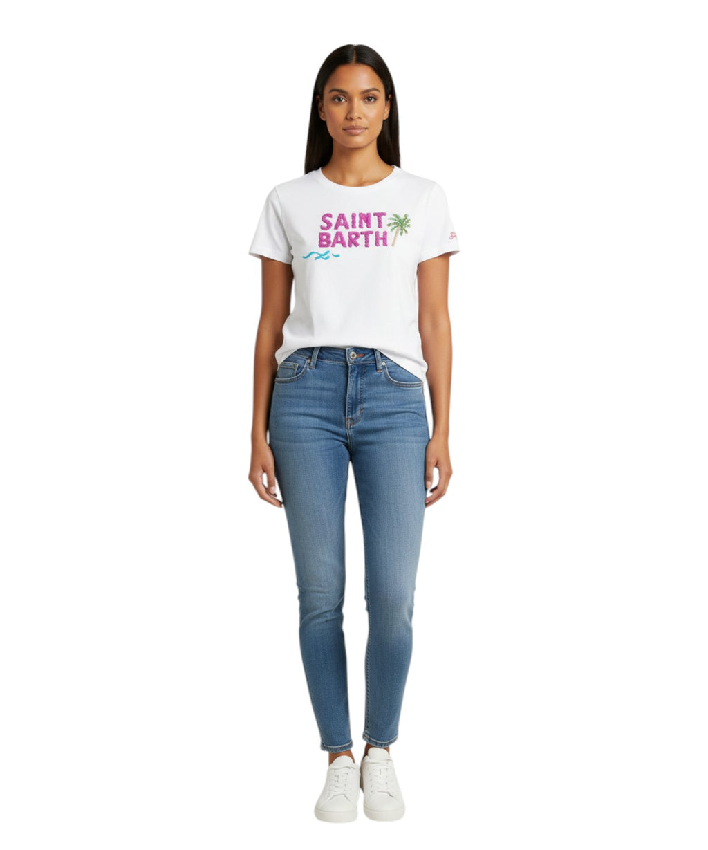 T-shirt Emilie MC2 Saint Barth med logo broderi