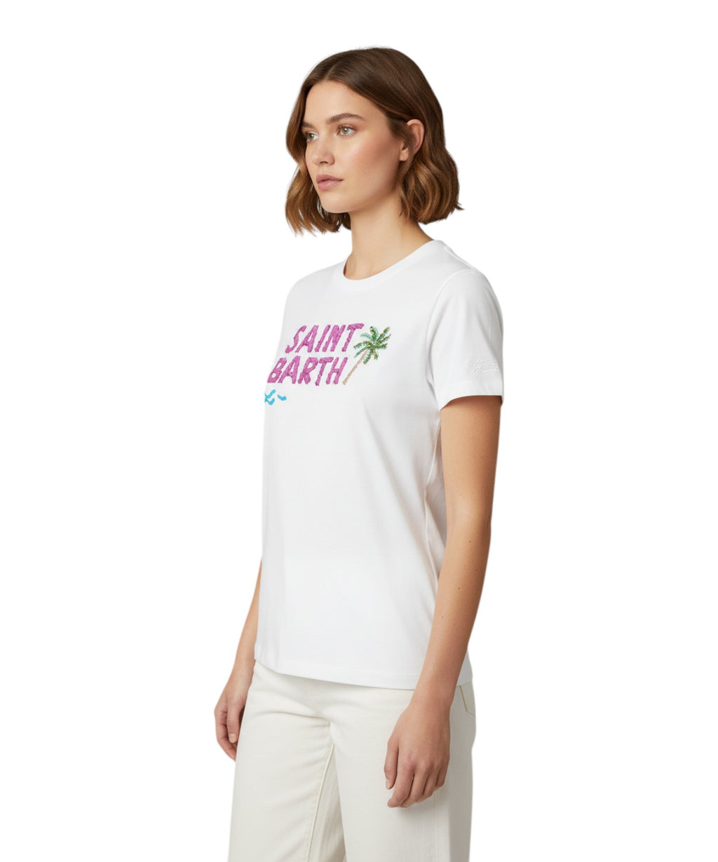 T-shirt Emilie MC2 Saint Barth med logo broderi