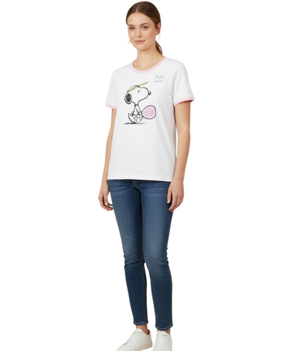 T-shirt Emilie MC2 Saint Barth con Ricamo Snoopy Padel