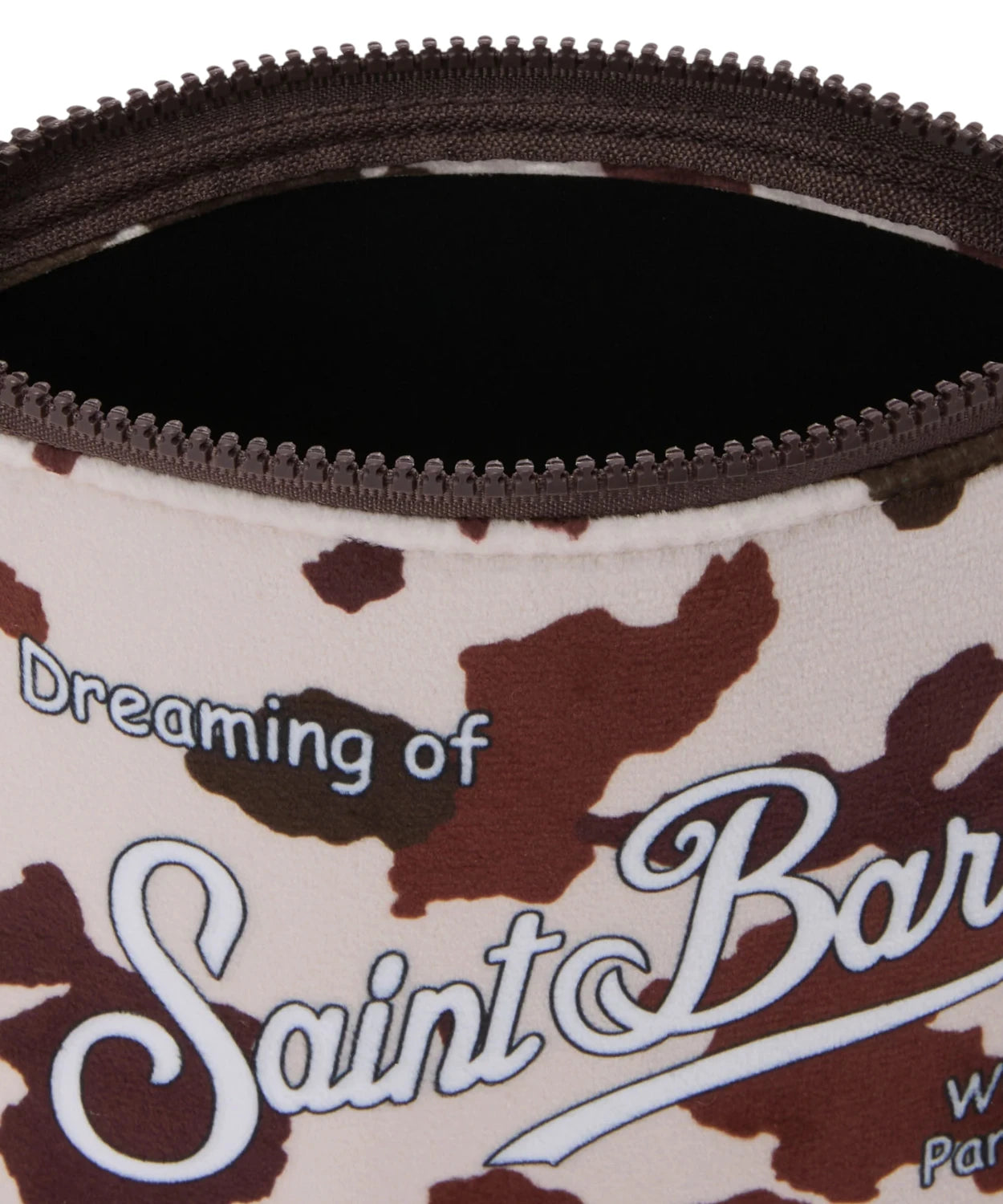 Pochette Aline effetto lana con stampa muccata – passante da polso-Mc2 Saint Barth-Pochette-Vittorio Citro Boutique