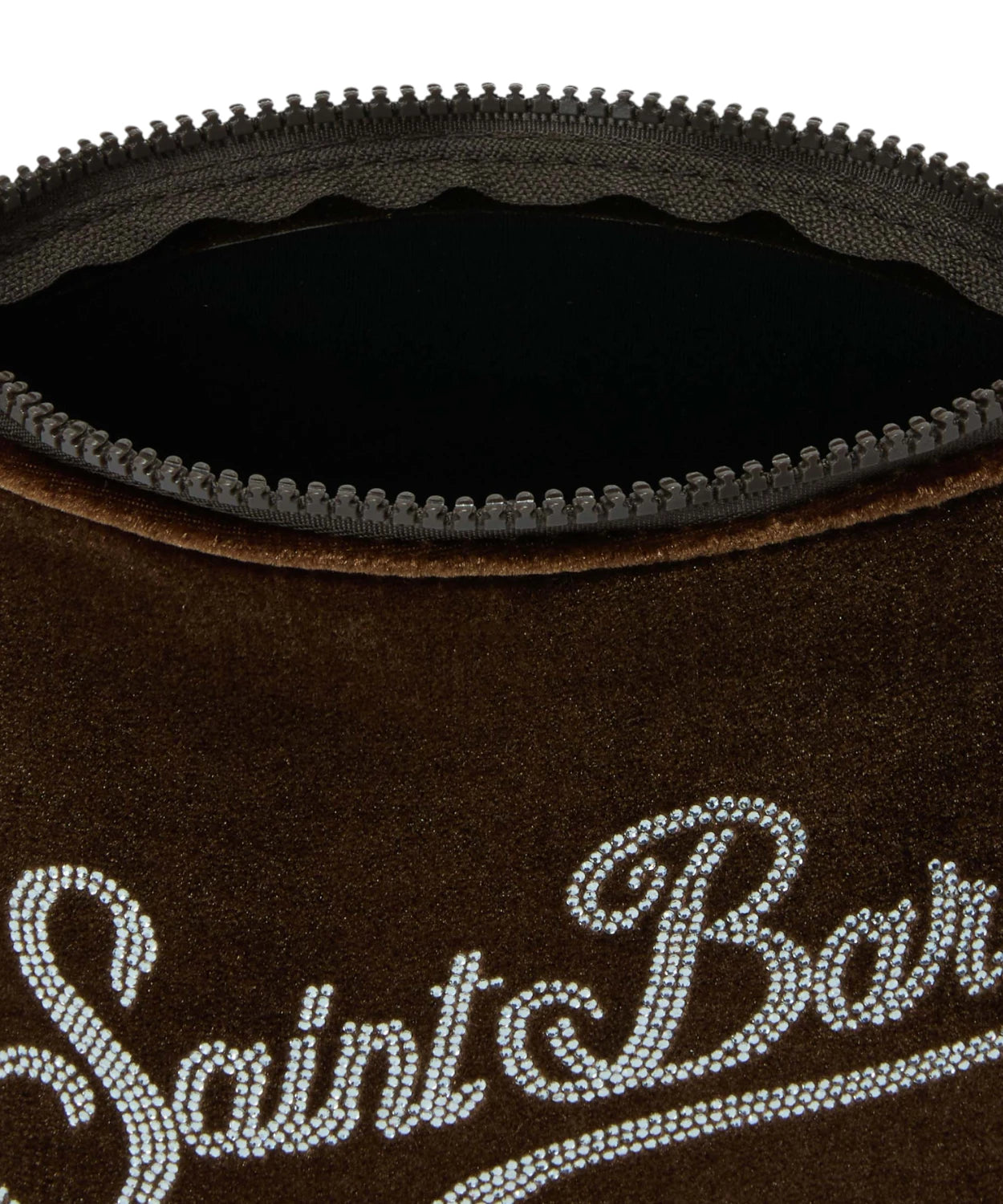 Pochette Aline Velvet in velluto cammello con strass – passante da polso-Mc2 Saint Barth-Pochette-Vittorio Citro Boutique