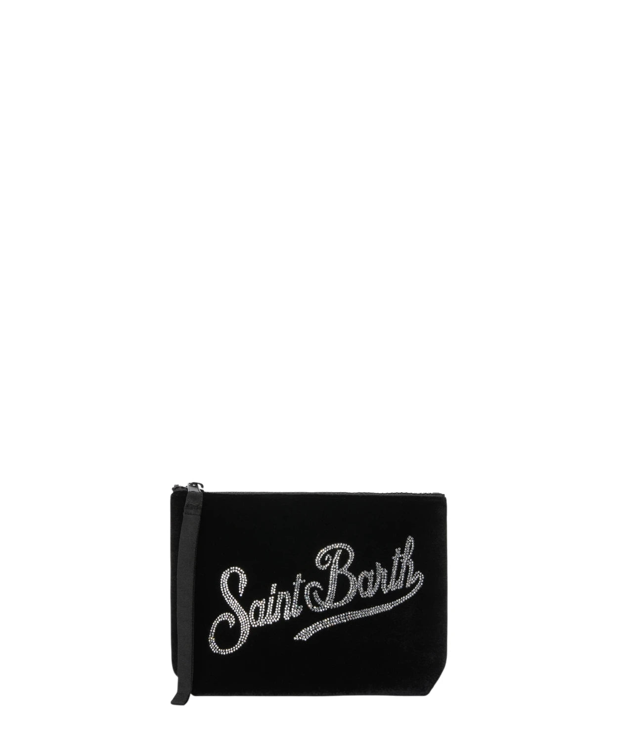Pochette Aline Velvet in velluto nero con strass – passante da polso-Mc2 Saint Barth-Pochette-Vittorio Citro Boutique