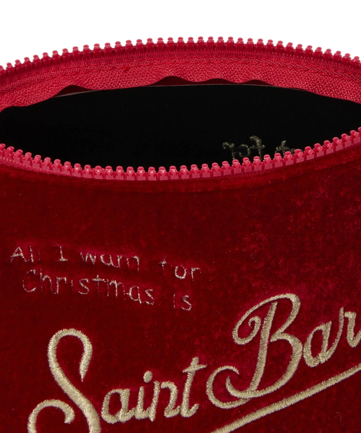 Pochette Aline Velvet in velluto rosso – passante da polso e logo in strass-Mc2 Saint Barth-Pochette-Vittorio Citro Boutique