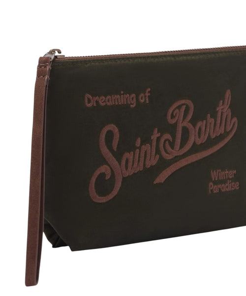 Pochette Aline in Cotone Cerato con Logo