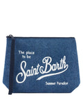 Pochette Aline in scuba denim con logo Saint Barth e linguetta-Mc2 Saint Barth-Pochette-Vittorio Citro Boutique