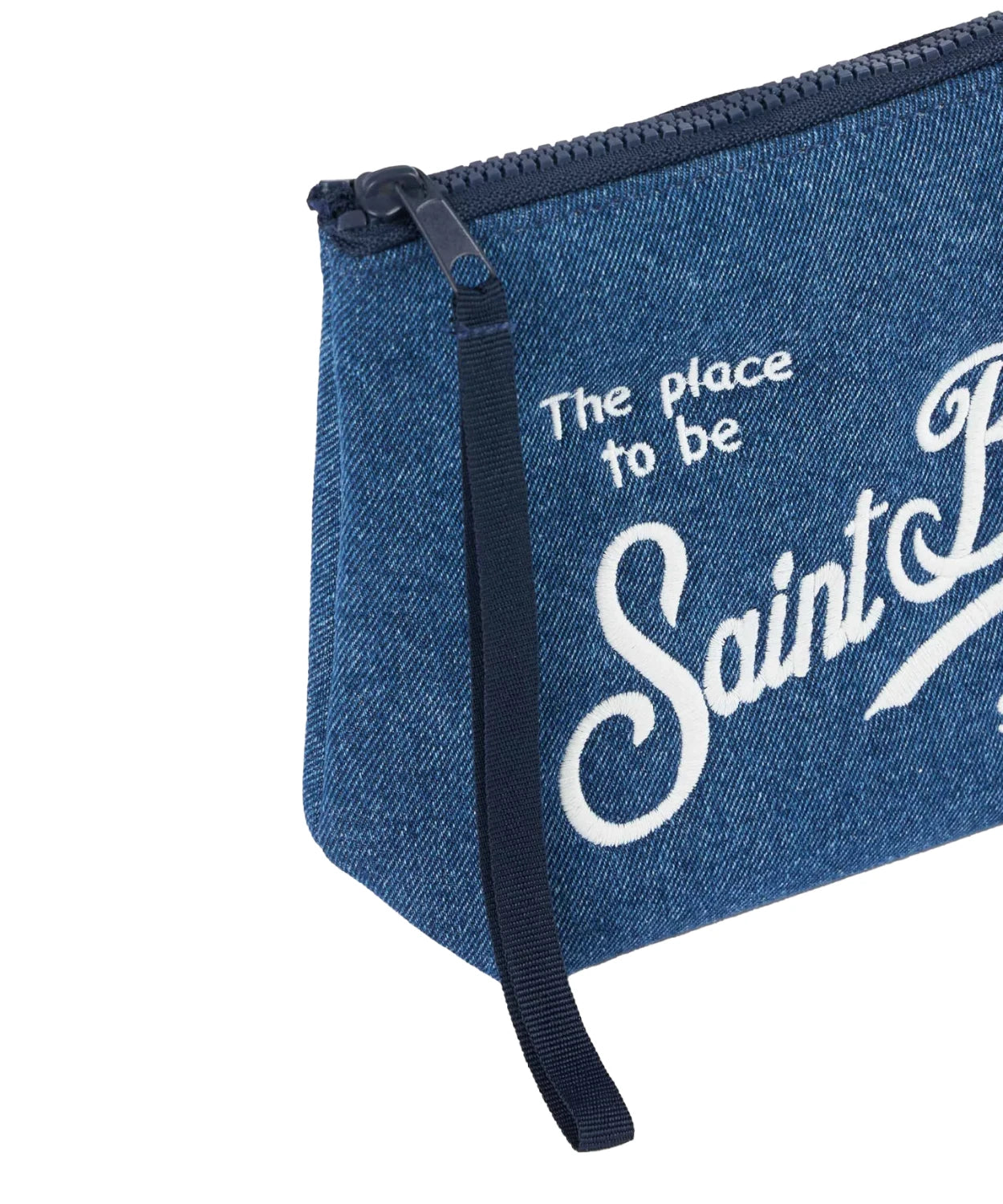 Pochette Aline in scuba denim con logo Saint Barth e linguetta-Mc2 Saint Barth-Pochette-Vittorio Citro Boutique
