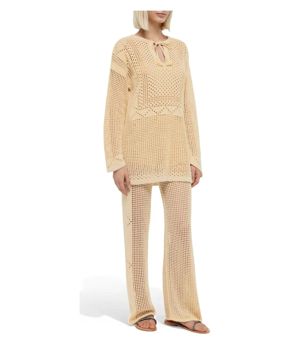 Pantaloni Flare Alva in Maglia Crochet-Mc2 Saint Barth-Pantaloni-Vittorio Citro Boutique