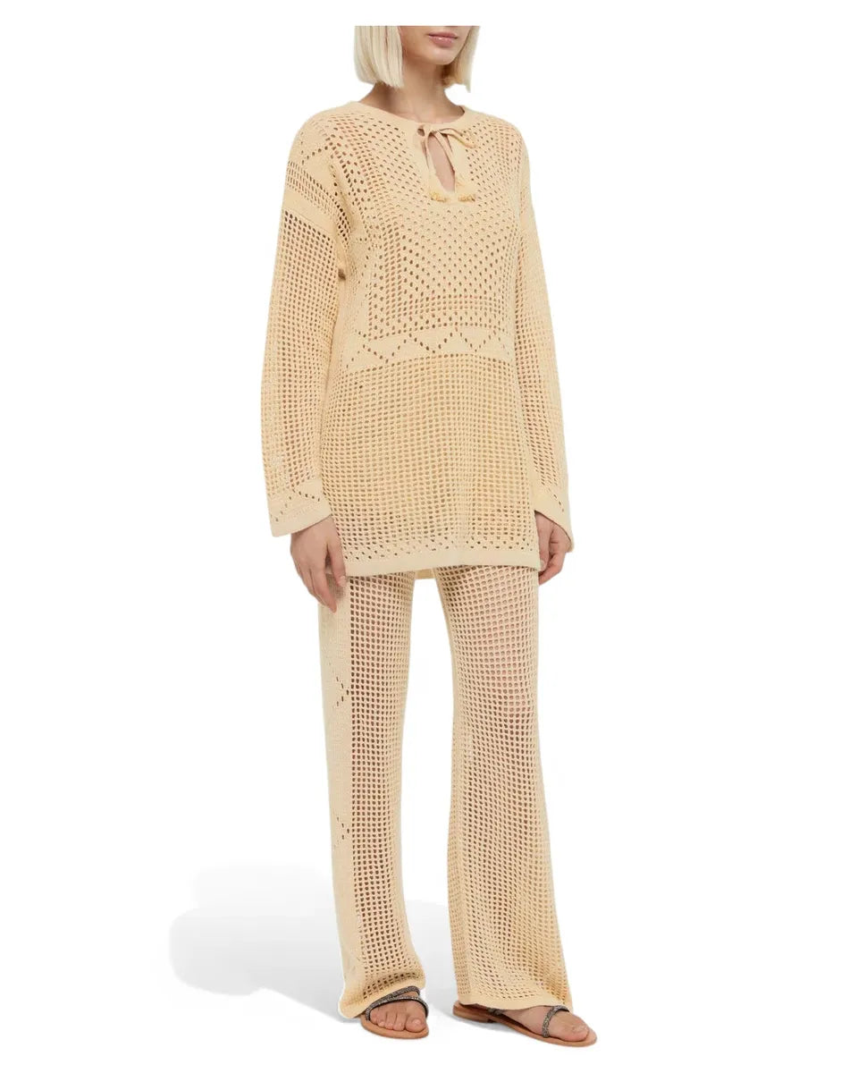 Pantaloni Flare Alva in Maglia Crochet-Mc2 Saint Barth-Pantaloni-Vittorio Citro Boutique