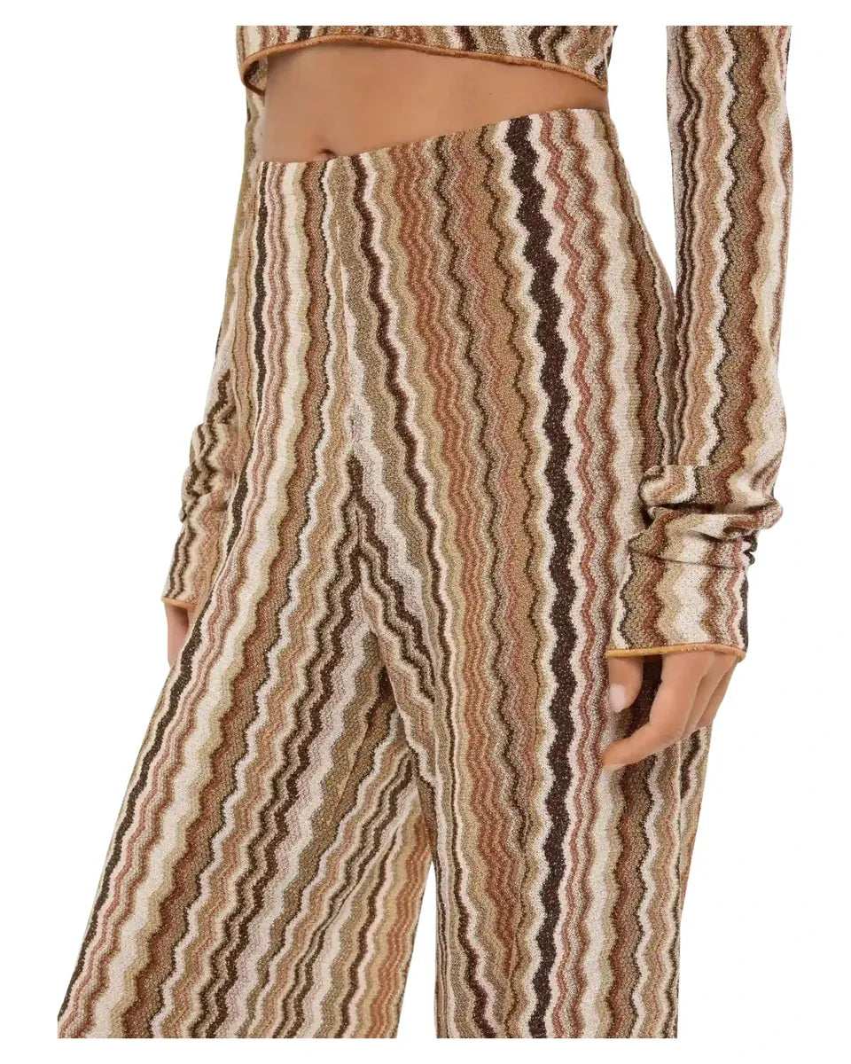 Pantaloni Donna Amalia a Gamba Larga in Maglia Raschel Chevron-Mc2 Saint Barth-Pantaloni-Vittorio Citro Boutique