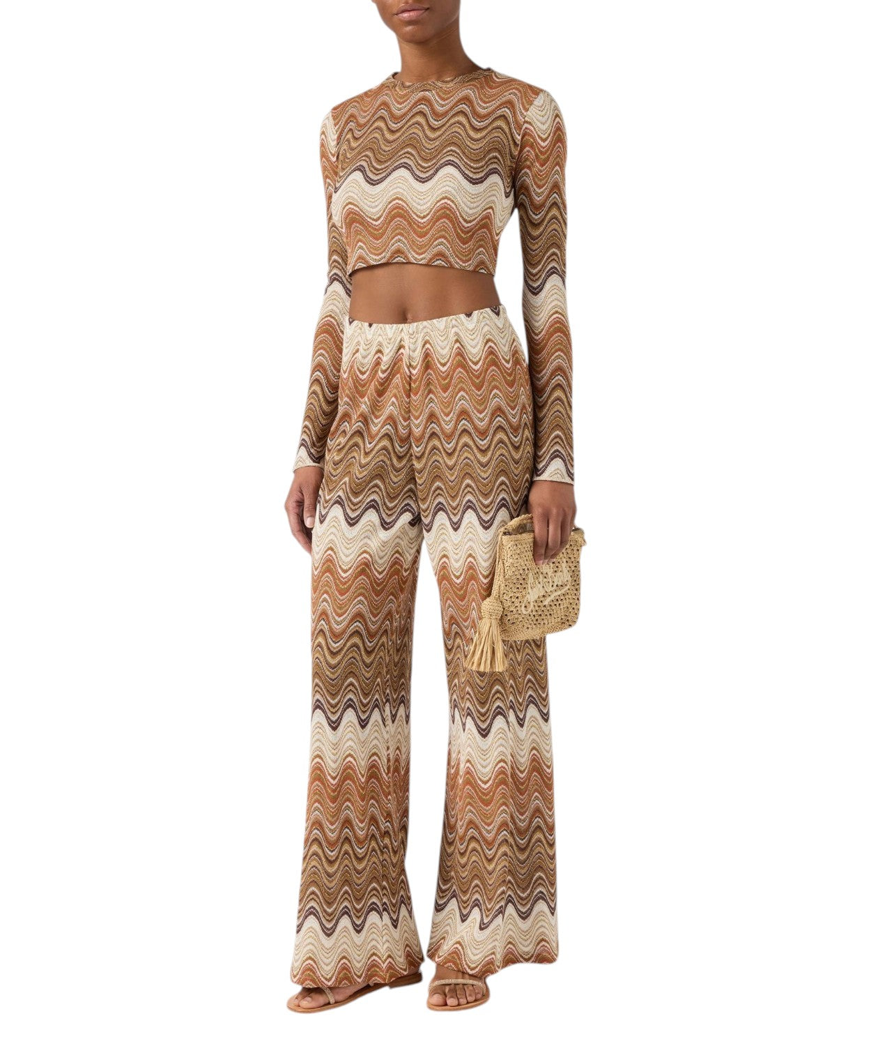 Długie spodnie Amalia z dzianiny raschel