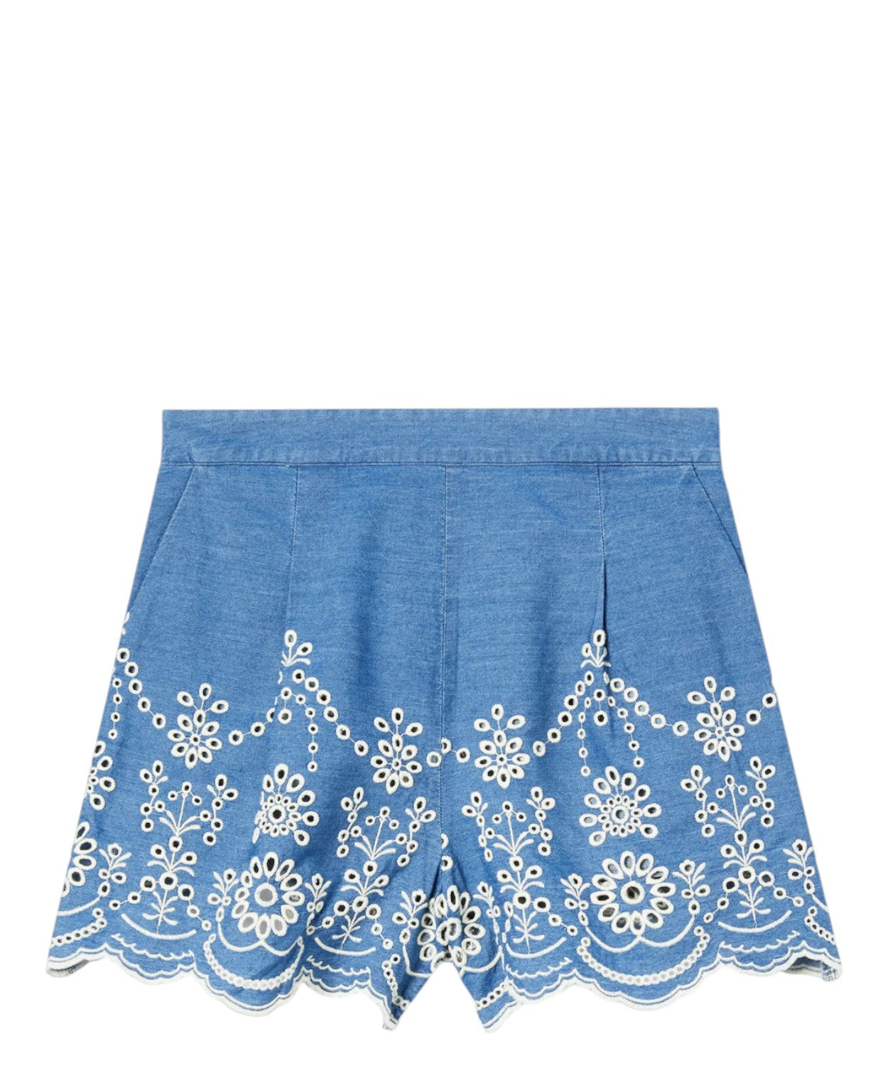 Shorts MC2 Saint Barth in denim Sangallo met bloemenborduursel