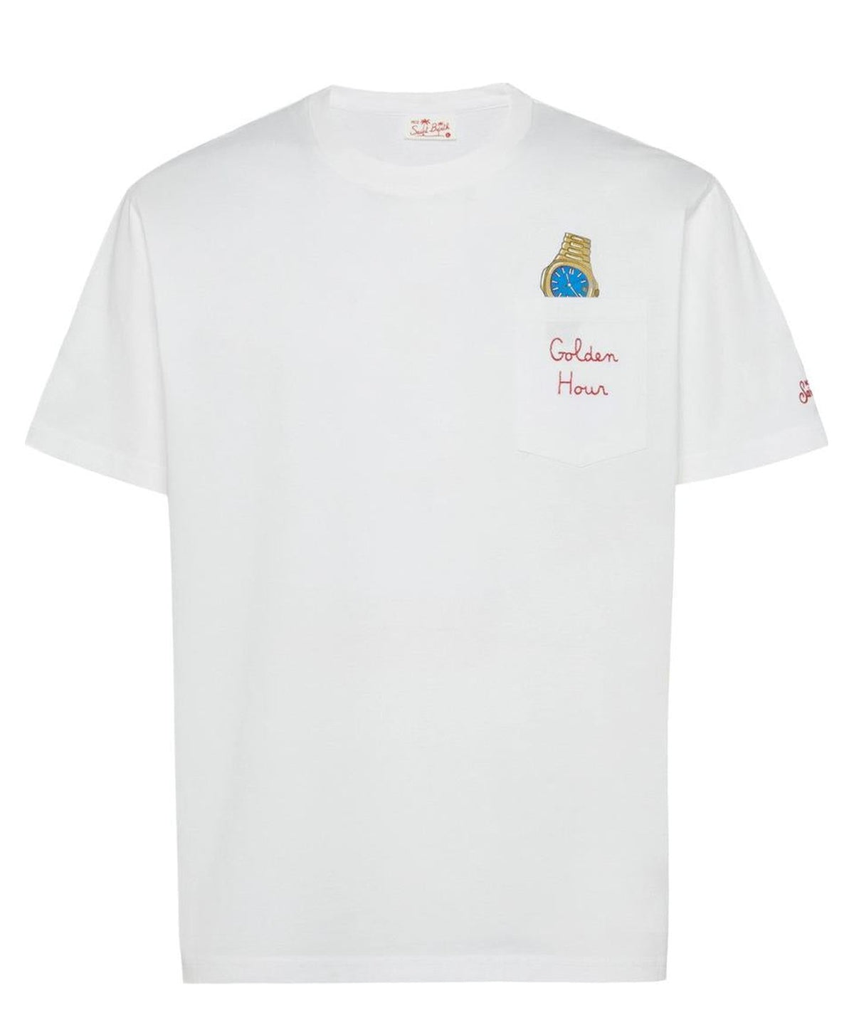T-shirt Austin in Cotone Bianco con Ricamo Golden Hour-Mc2 Saint Barth-T-shirt-Vittorio Citro Boutique