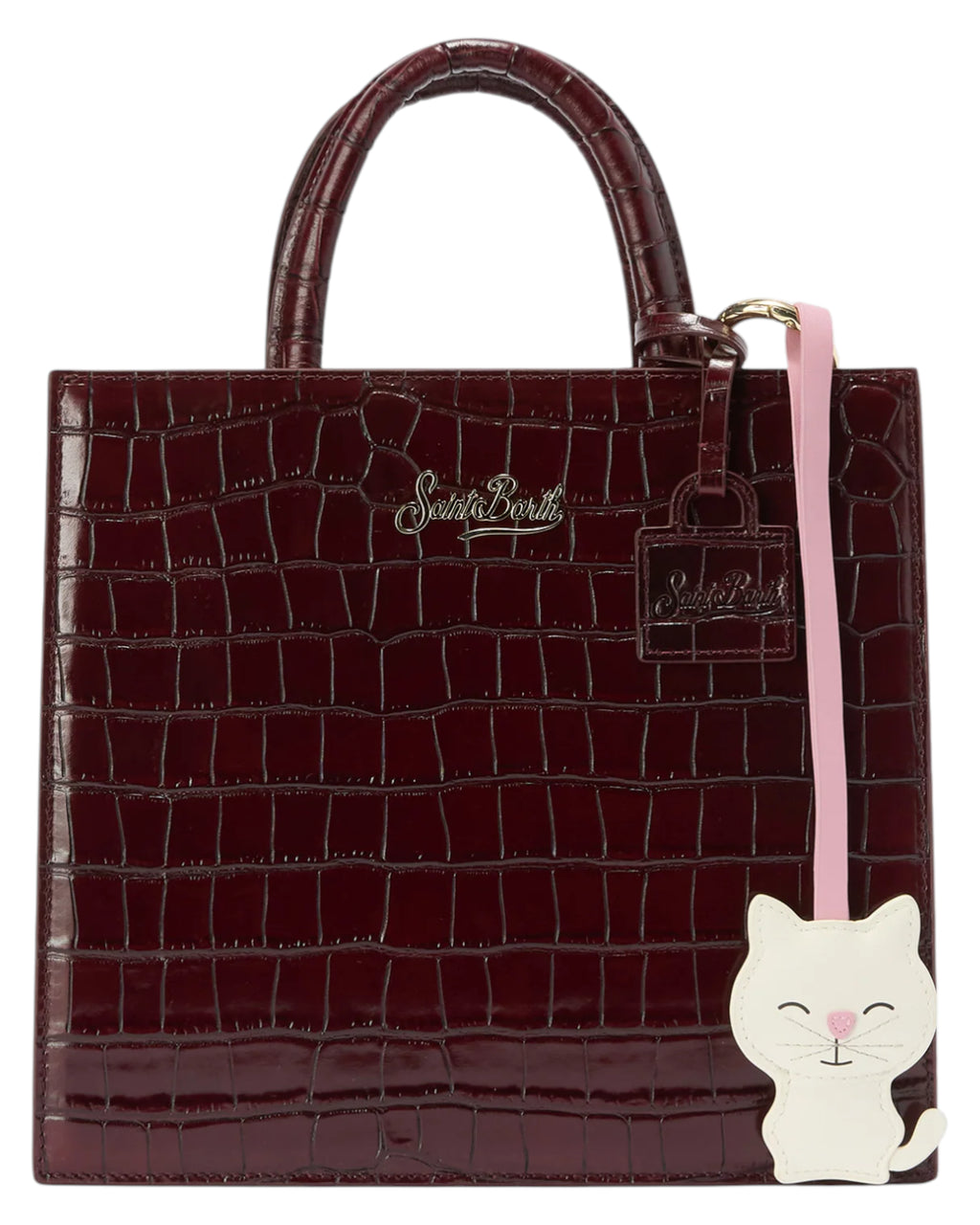 Weißer Leder-Katzen-Taschenanhänger für Taschen und Accessoires