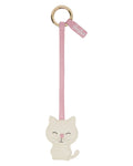 Weißer Leder-Katzen-Taschenanhänger für Taschen und Accessoires