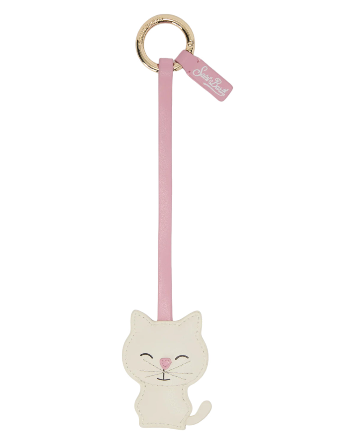 Weißer Leder-Katzen-Taschenanhänger für Taschen und Accessoires