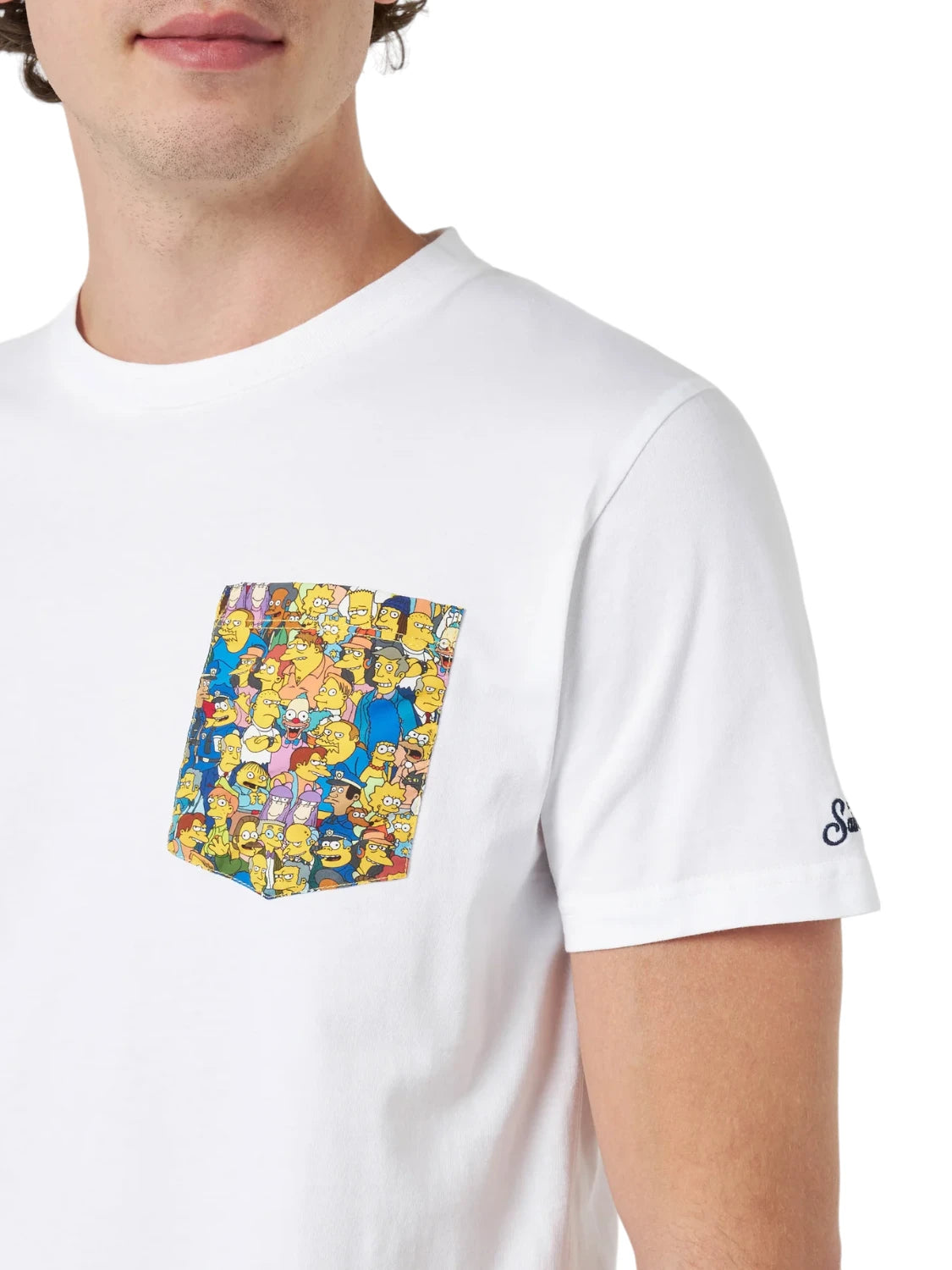 T-Shirt Uomo Blanche con Tasca dei Simpson: ©Edizione Speciale I Simpson-Mc2 Saint Barth-T-shirt-Vittorio Citro Boutique