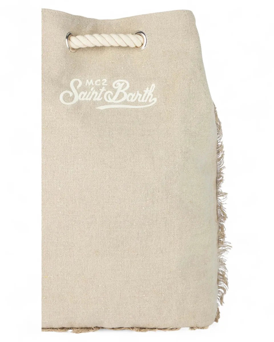 Zaino da Barca in Lino con Dettagli in Pelle-Mc2 Saint Barth-Zaini-Vittorio Citro Boutique