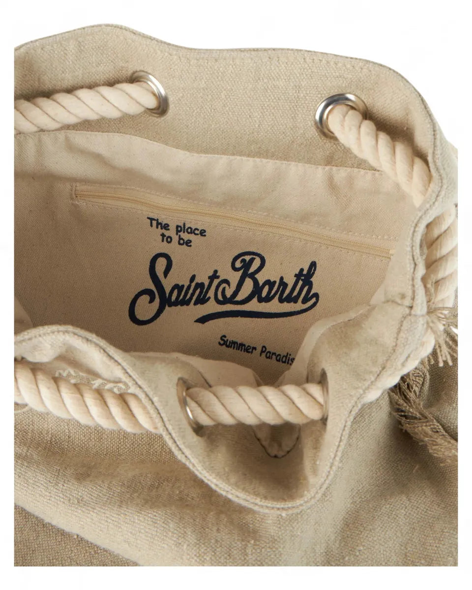 Zaino da Barca in Lino con Dettagli in Pelle-Mc2 Saint Barth-Zaini-Vittorio Citro Boutique