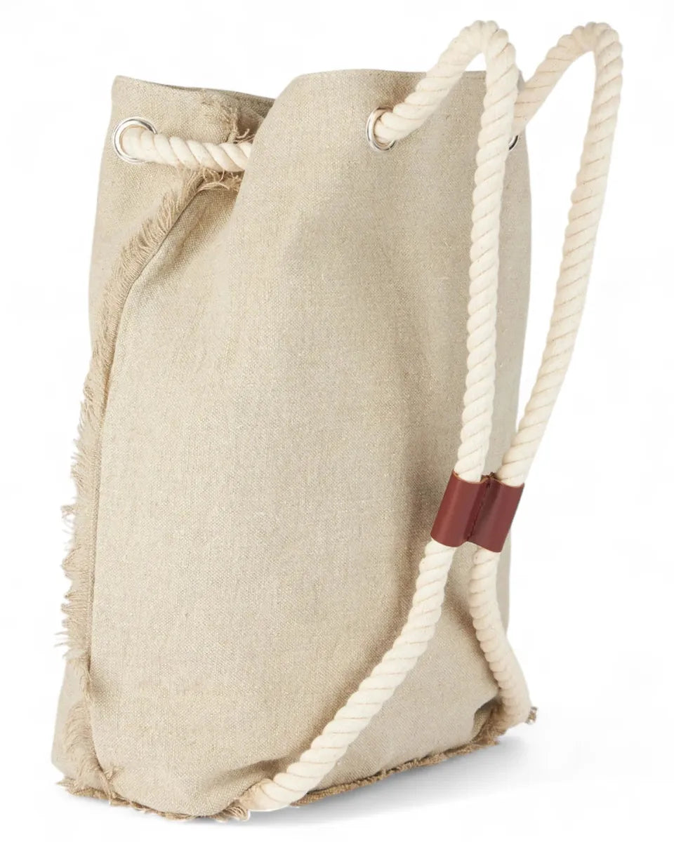 Zaino da Barca in Lino con Dettagli in Pelle-Mc2 Saint Barth-Zaini-Vittorio Citro Boutique