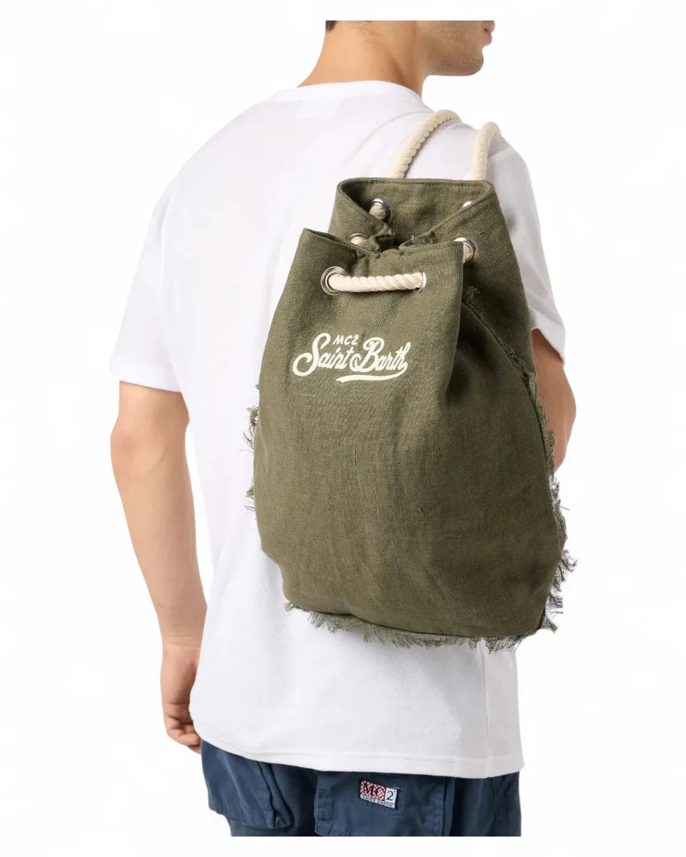 Zaino da Barca in Lino con Dettagli in Pelle-Mc2 Saint Barth-Zaini-Vittorio Citro Boutique