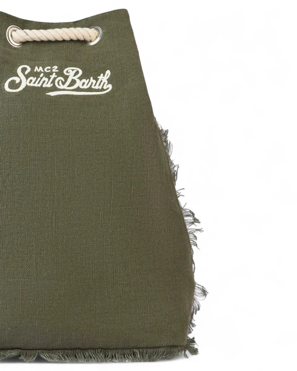 Zaino da Barca in Lino con Dettagli in Pelle-Mc2 Saint Barth-Zaini-Vittorio Citro Boutique