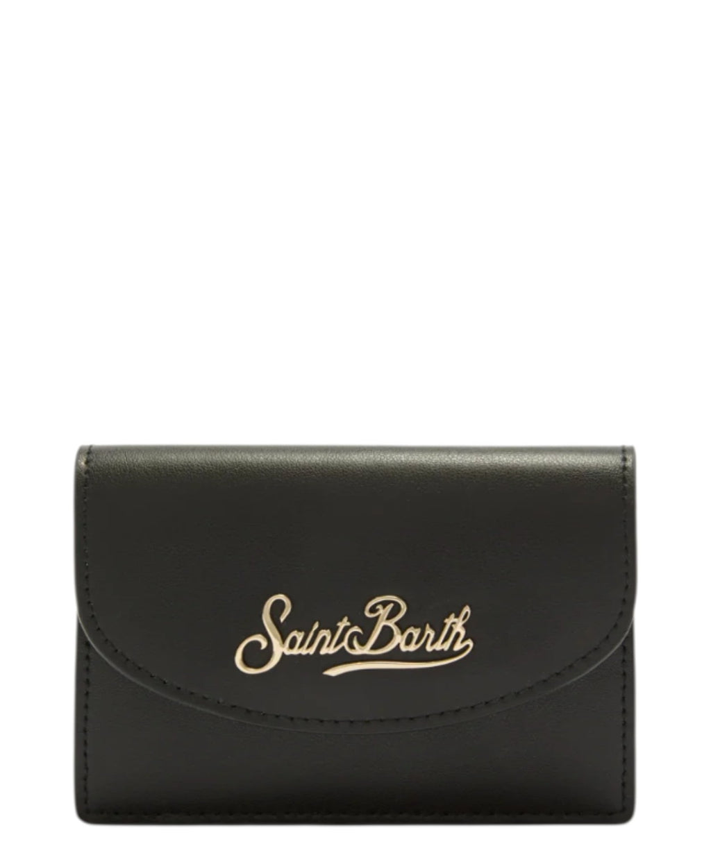 Tarjeteros MC2 Saint Barth Negro en Piel Lisa con Logo