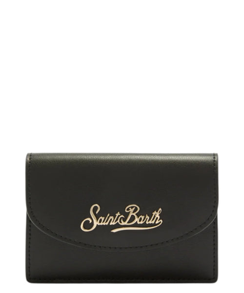 Tarjeteros MC2 Saint Barth Negro en Piel Lisa con Logo