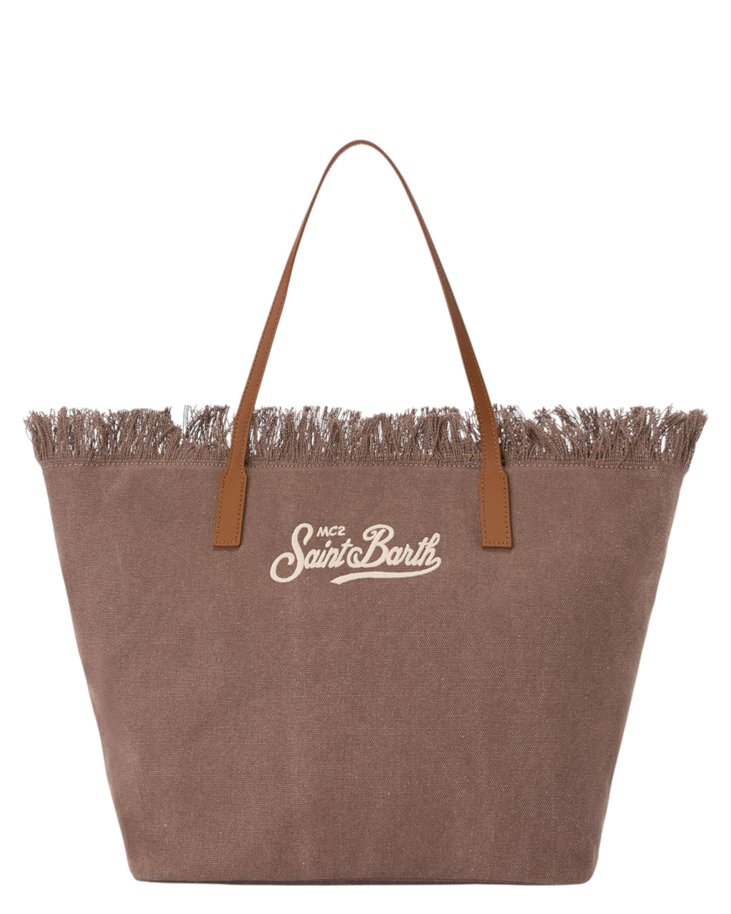 Městská shopper taška z hnědého plátna s třásněmi