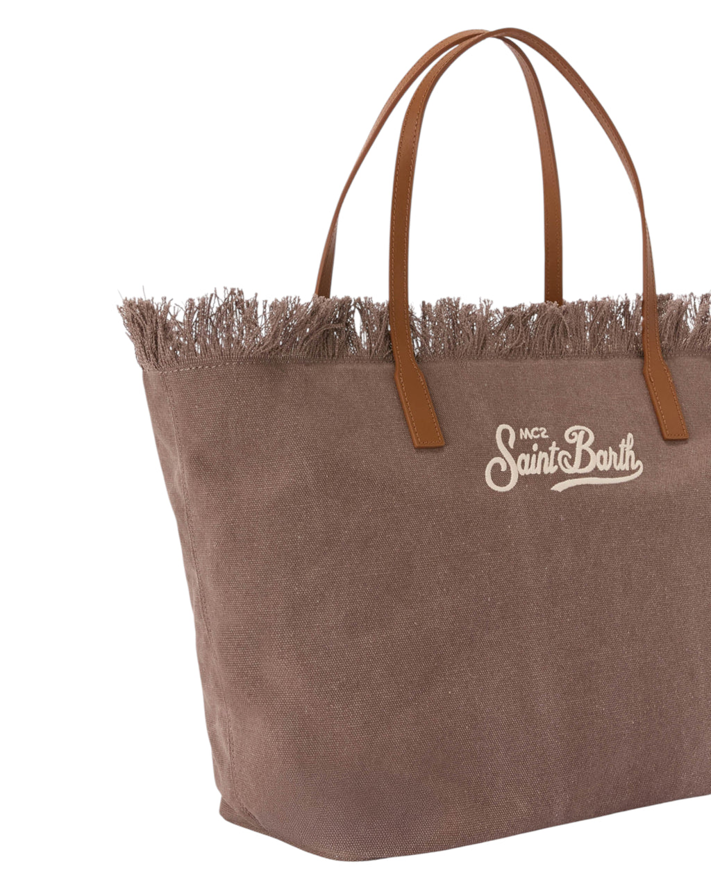Městská shopper taška z hnědého plátna s třásněmi