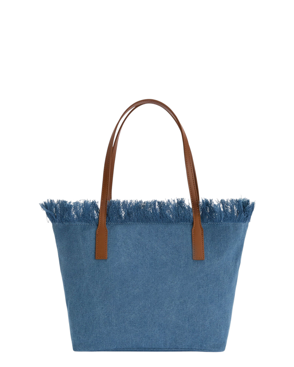Bolso Shopper Denim Azul con Flecos y Cremallera - Mc2 Saint Barth