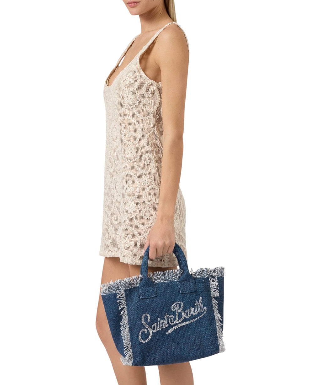 Borsa Colette MC2 Saint Barth canvas met strass-logo