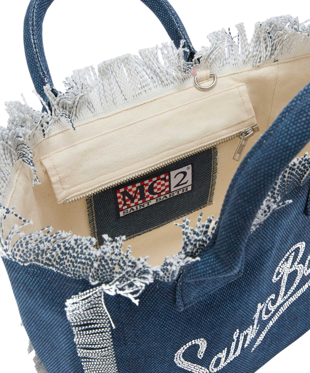Borsa Colette MC2 Saint Barth canvas met strass-logo