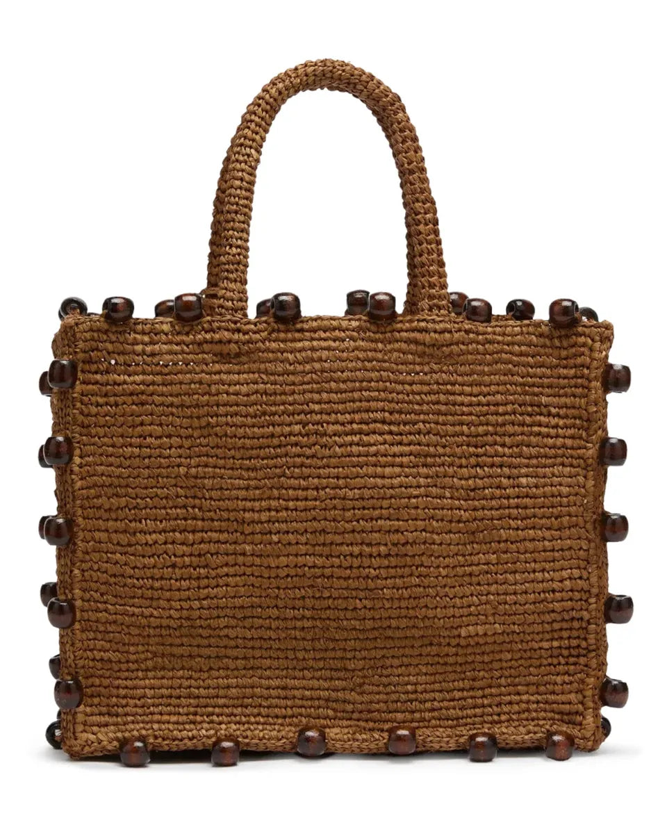 Borsa Colette in Rafia Marrone con Perline e Logo Ricamato-Mc2 Saint Barth-Borse a mano-Vittorio Citro Boutique