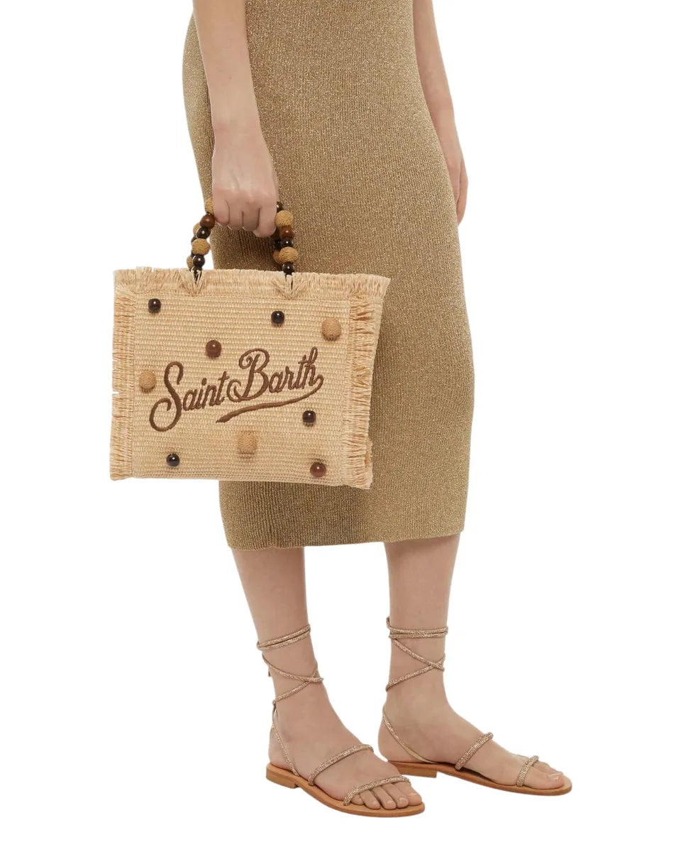 Borsa Colette effetto paglia con perline in legno-Mc2 Saint Barth-Borse a mano-Vittorio Citro Boutique