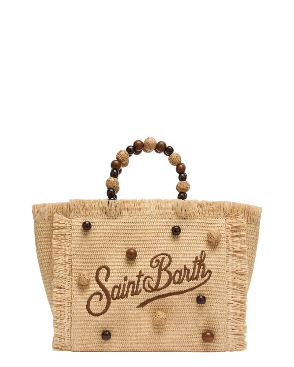 Borsa Colette effetto paglia con perline in legno-Mc2 Saint Barth-Borse a mano-Vittorio Citro Boutique