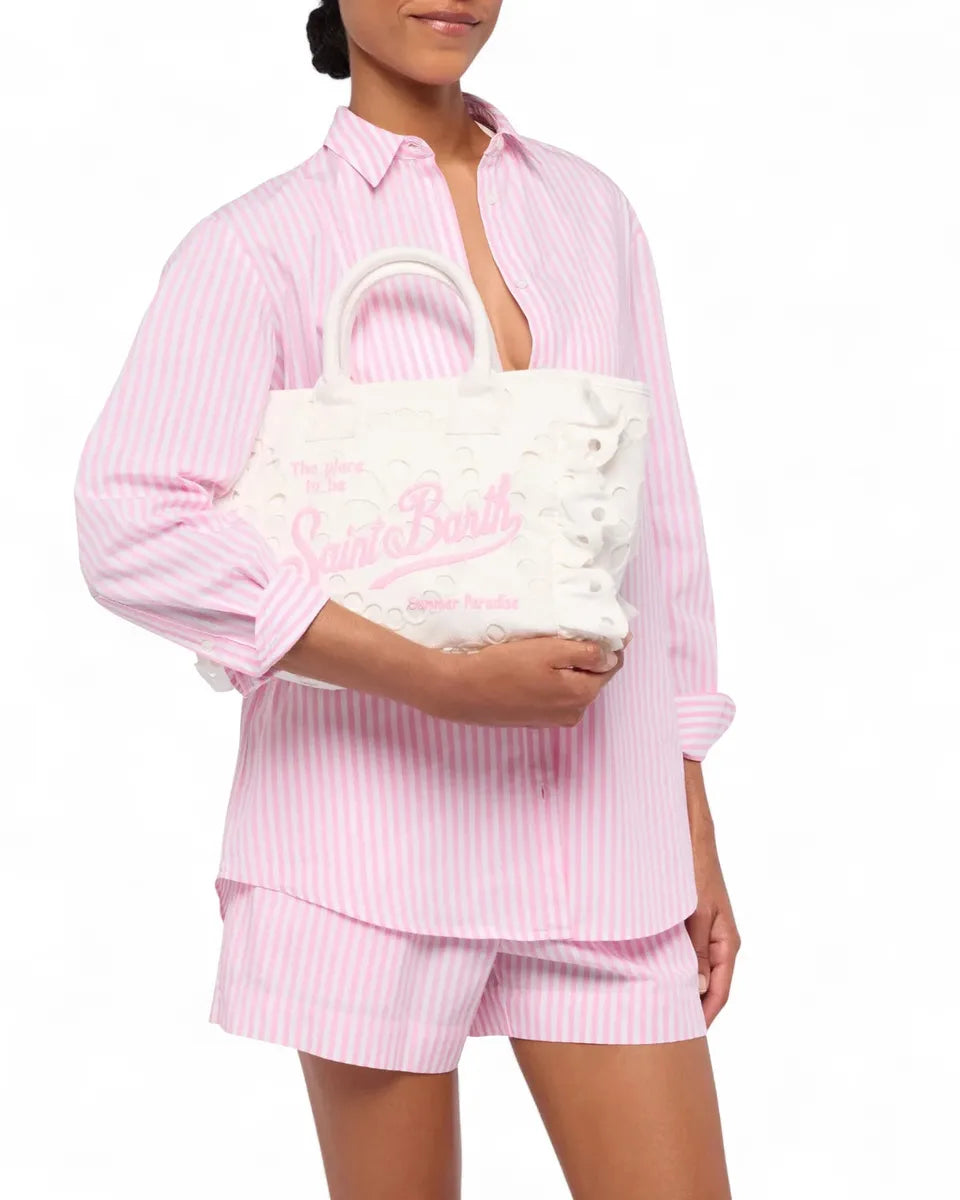 Borsa Colette Volant in pizzo Sangallo con tracolla staccabile-Borse a mano-Mc2 Saint Barth-Vittorio Citro Boutique