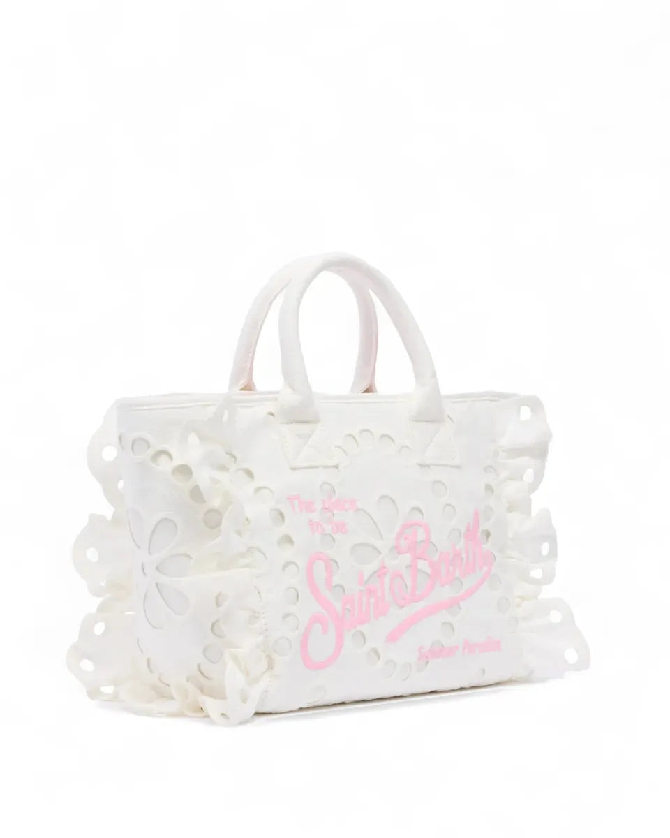 Borsa Colette Volant in pizzo Sangallo con tracolla staccabile-Borse a mano-Mc2 Saint Barth-Vittorio Citro Boutique