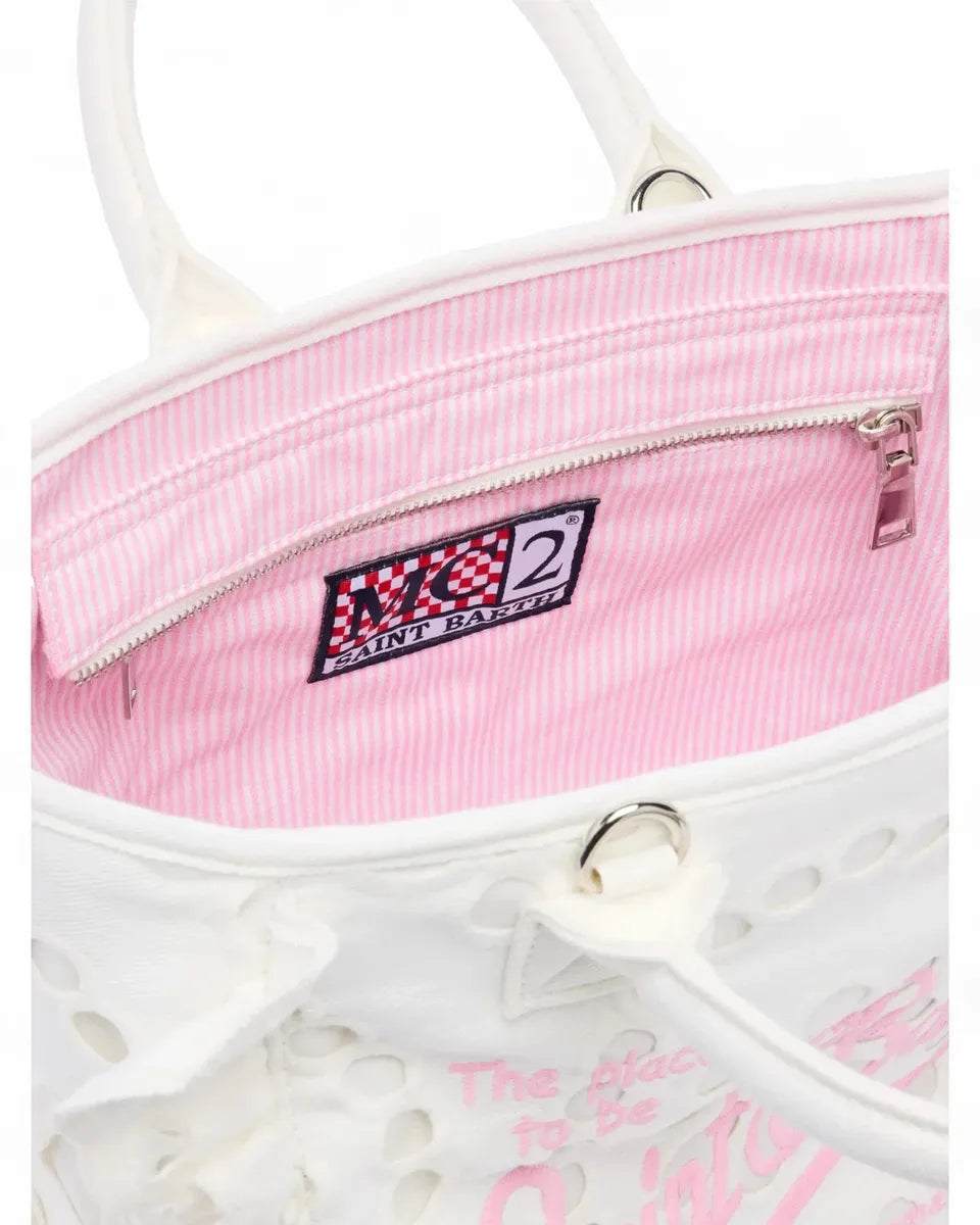 Borsa Colette Volant in pizzo Sangallo con tracolla staccabile-Borse a mano-Mc2 Saint Barth-Vittorio Citro Boutique