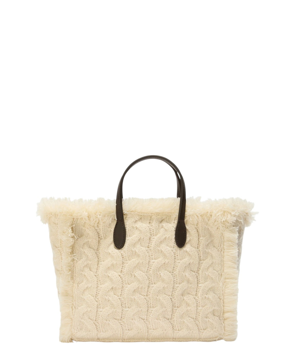 Colette White Wool Braid bag with rhinestones and removable shoulder strap