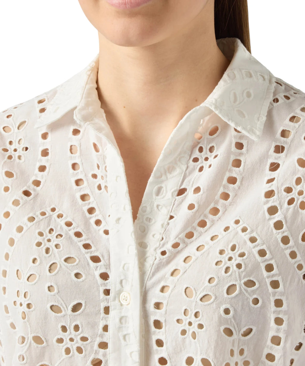 Camicia Donna Cristal in Cotone Sangallo con Ricamo All Over