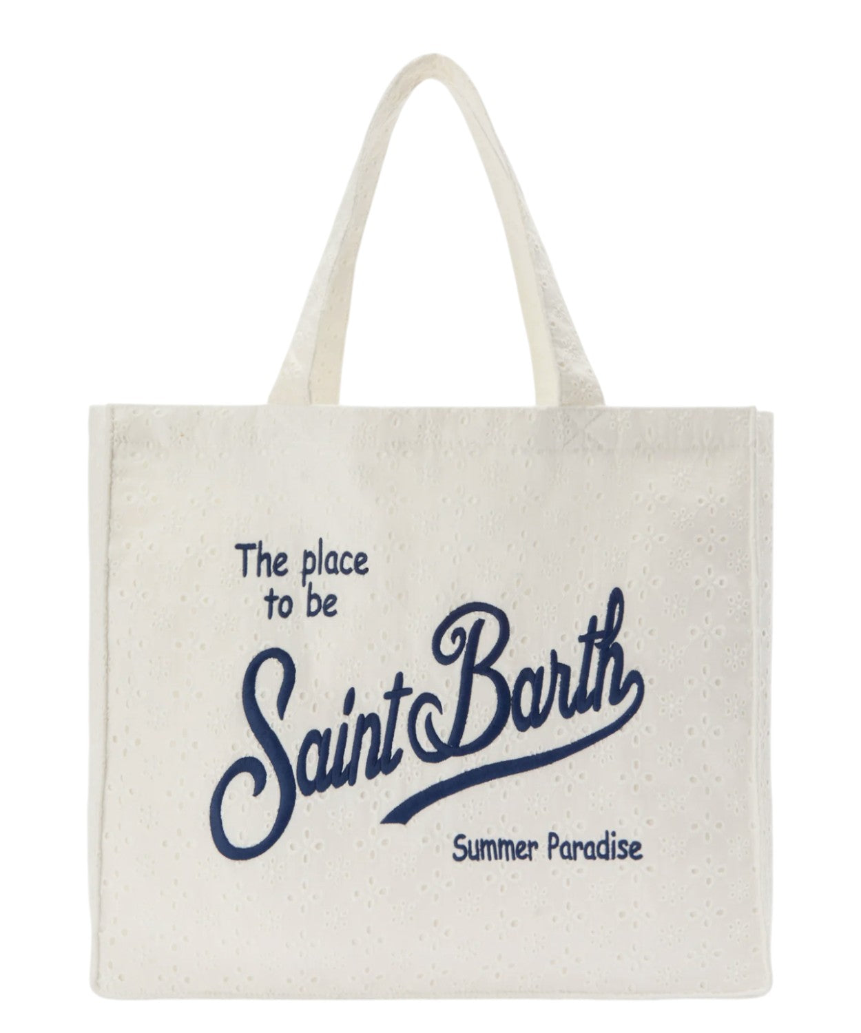 Borsa Essential in cotone sangallo con Logo a Contrasto