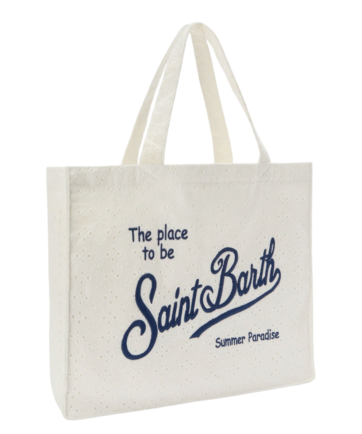 Borsa Essential in cotone sangallo con Logo a Contrasto