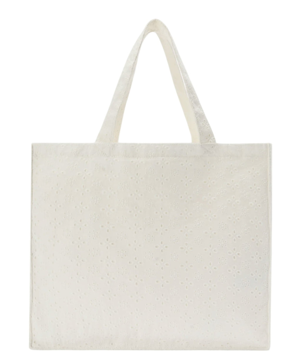 Borsa Essential in cotone sangallo con Logo a Contrasto