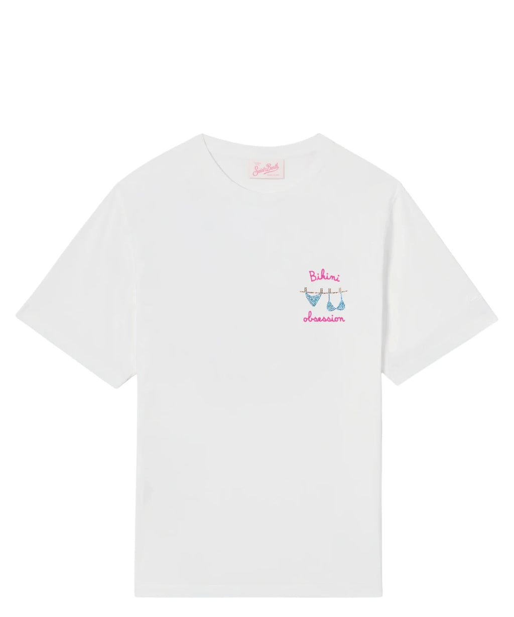 T-shirt Emilie MC2 Saint Barth con Ricamo Strass Bikini Obsession