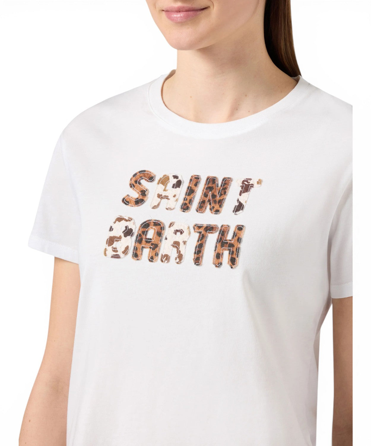 T-shirt Emilie cotone patch logo animalier per donna