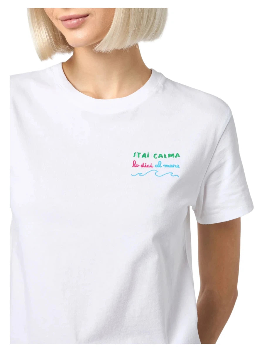 T-Shirt Emilie con Ricamo "Stai Calma"-Mc2 Saint Barth-T-shirt-Vittorio Citro Boutique