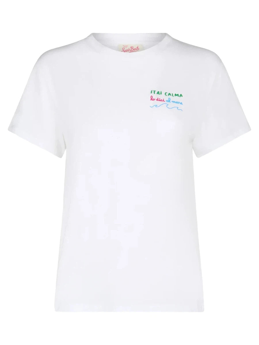 T-Shirt Emilie con Ricamo "Stai Calma"-Mc2 Saint Barth-T-shirt-Vittorio Citro Boutique