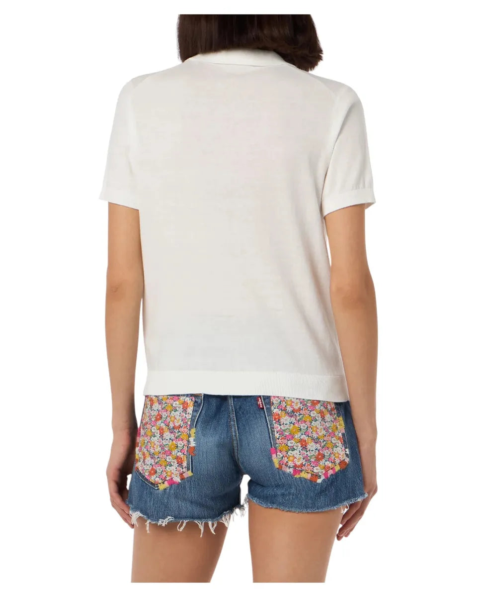 Polo Evonne in Cotone Crema Lavorata a Maglia-Polo-Mc2 Saint Barth-Vittorio Citro Boutique