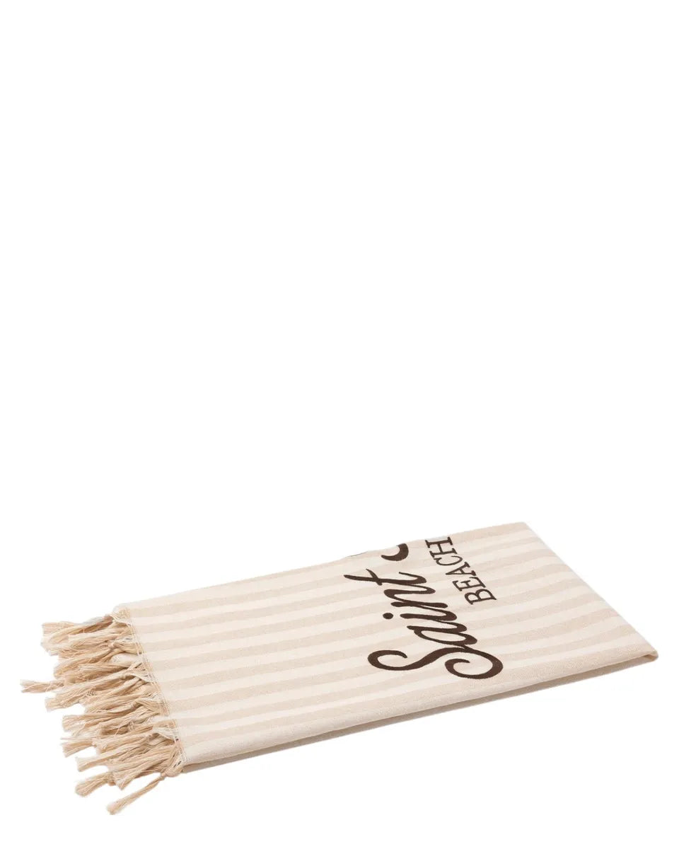 Telo Mare Fouta in Cotone Leggero con Righe e Ricamo St. Barth-Mc2 Saint Barth-Accessori mare-Vittorio Citro Boutique